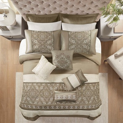 Madison Park Essentials Jelena 24 Piece Room in a Bag in Natural, King MPE10-524