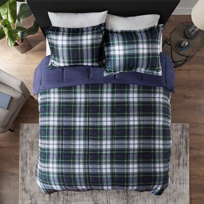 Madison Park Essentials Parkston 3M Scotchgard Down Alternative All Season Comforter Set in Navy, Full / Queen BASI10-0243