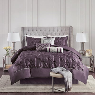 Madison Park Laurel 7 Piece Tufted Comforter Set in Plum, Full MP10-659