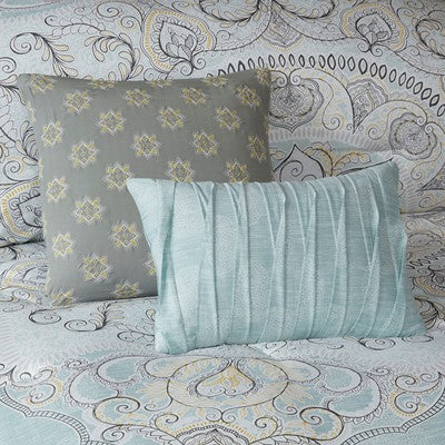 Madison Park Lucinda 7 Piece Reversible Cotton Sateen Comforter Set in Seafoam, King MP10-5268