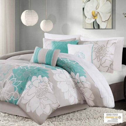 Madison Park Lola Comforter Set in Aqua, Cal King MP10-2641