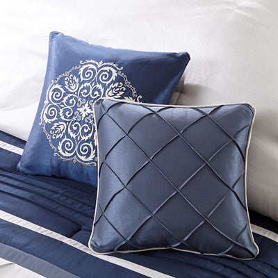 Madison Park Blaire 7 Piece Comforter Set in Navy, Queen MP10-4517