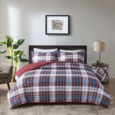 Madison Park Essentials Parkston 3M Scotchgard Down Alternative All Season Comforter Set in Red, Full / Queen MPE10-946