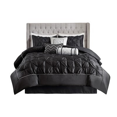 Madison Park Laurel 7 Piece Tufted Comforter Set in Black, Queen MP10-3279