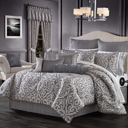 Tribeca 4 Piece Comforter Set in Charcoal by J.Queen New York